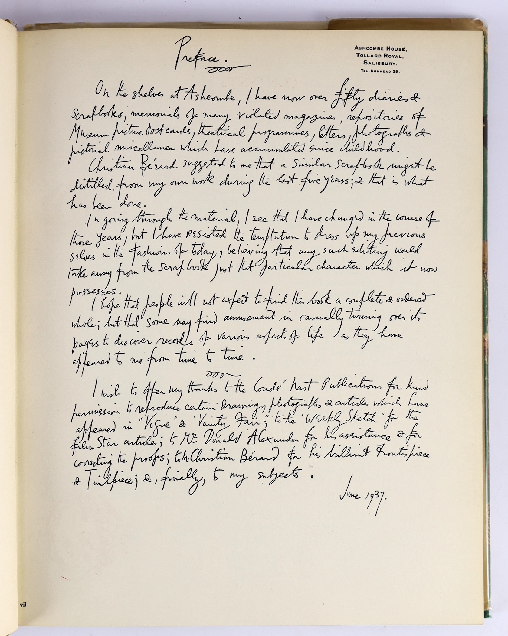 Beaton, Cecil - Cecil Beaton's Scrapbook. First Edition - inscribed by author to the 'high' society photographer, Jerome Zerbe. coloured frontis., decorated title and illus. throughout with photos. & sketches (some colou